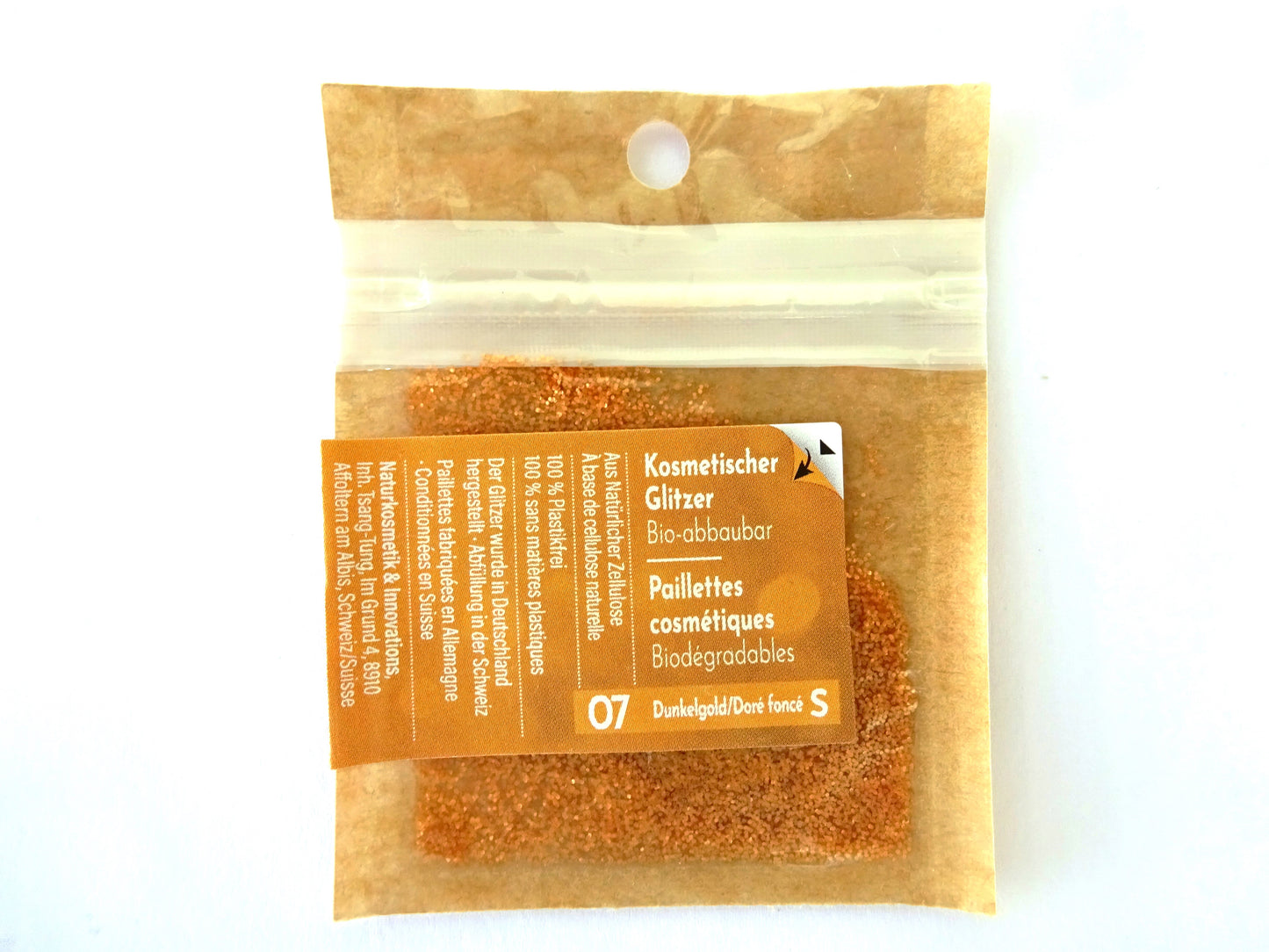 Try on Eco Glitter Dark Gold S-Bioabbaubarer Kosmetik Glitzer - Gesicht & Haar Make-up Schminkfarbe
