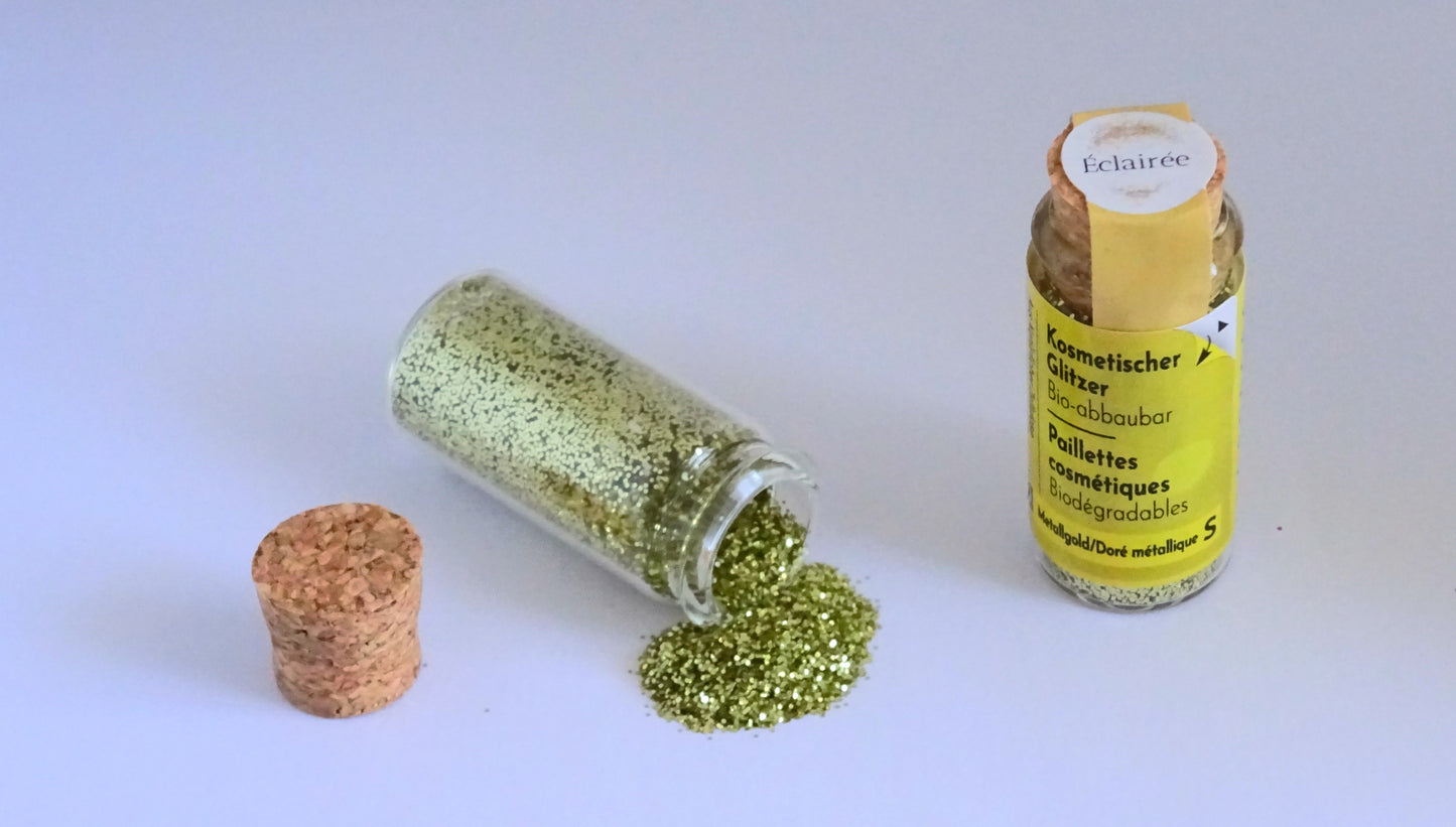 Eco Glitter Metallic Gold S-Bioabbaubarer Kosmetik Glitzer - Gesicht & Haar Make-up Schminkfarbe