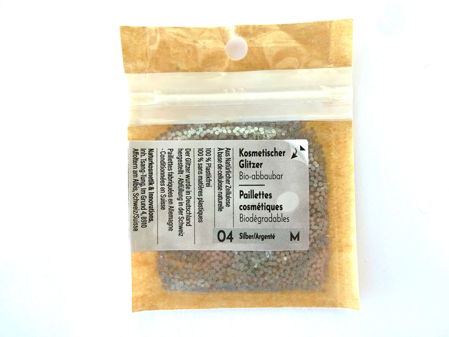 Try on Eco Glitter Silver M-Bioabbaubarer Kosmetik Glitzer - Gesicht & Haar Make-up Schminkfarbe