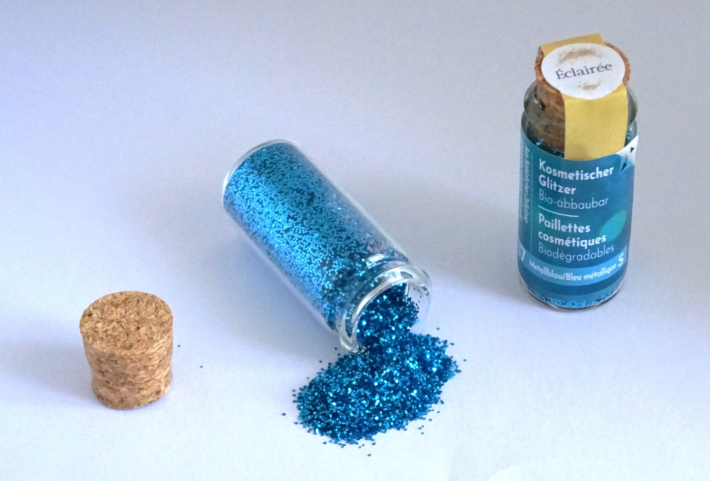 Eco Glitter Metallic Blue S-Bioabbaubarer Kosmetik Glitzer - Gesicht &amp; Haar Make-up Schminkfarbe